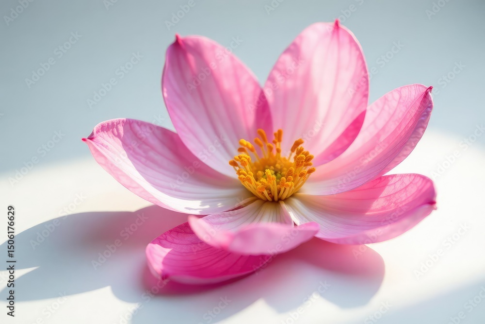 Fototapeta premium Delicate petals unfolding on a crisp white surface, blossom, isolated