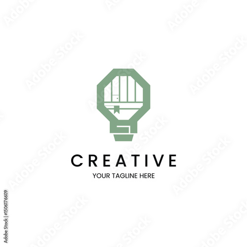 Minimalist bulb and book logo for book store, education and library brand