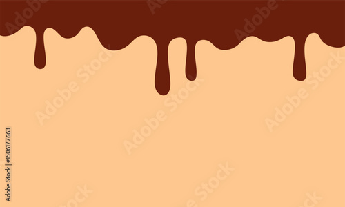 Melted chocolate seamless.  melted chocolate, chocolate vector.  leaking, splashing, spilling liquid.