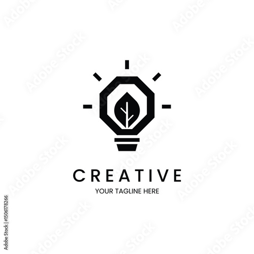 Minimalist bulb and leaf logo for eco energy, eco tech and smart energy company