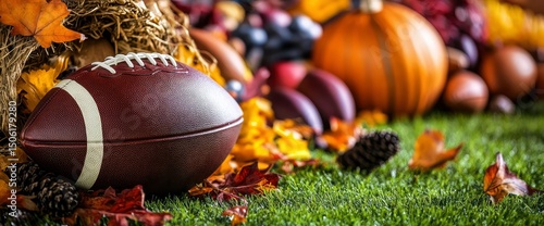 American Football and Autumn Harvest Thanksgiving Scene