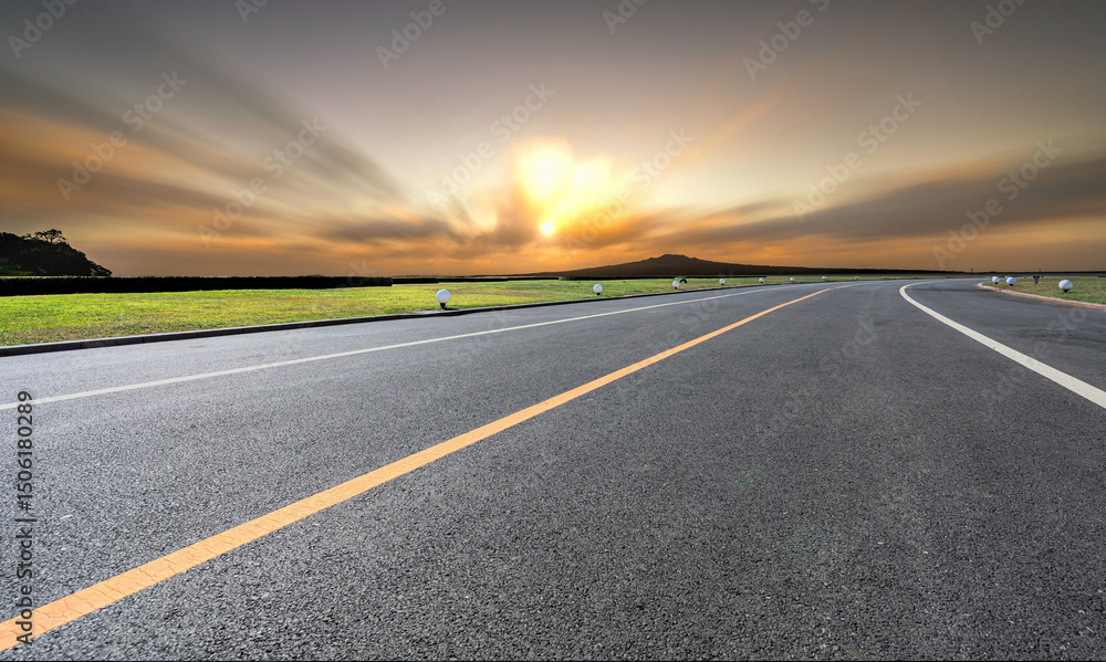 Fototapeta premium Road sunset cloud park landscape mountain nature outdoor travel