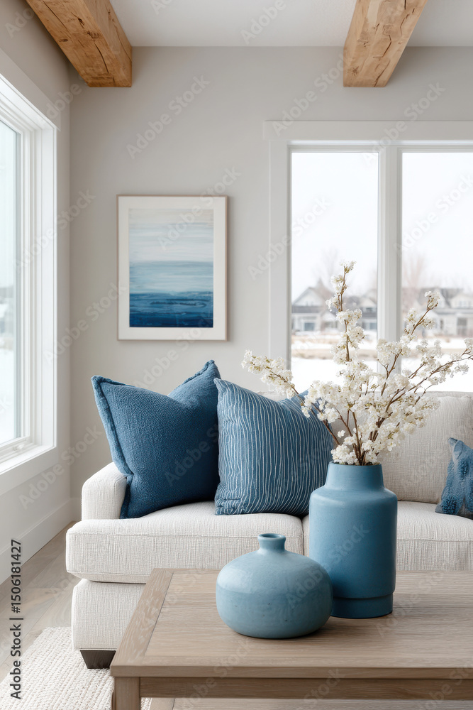 Fototapeta premium modern living room design featuring ultrabright accents that highlight key elements