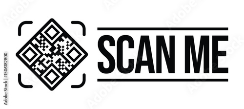 Central QR code framed by square brackets, bold 'SCAN ME' text on a clean, minimalist background. Emphasizes scannability with a functional, no-nonsense design. Ideal for tech, marketing.