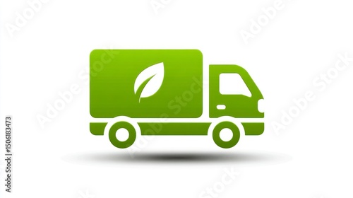 EcoFriendly Delivery Truck Icon with Leaf Symbol for Sustainable Logistics and Transportation