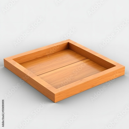 Modern Minimalist Wooden Serving Tray Isolated on Clean White Background
