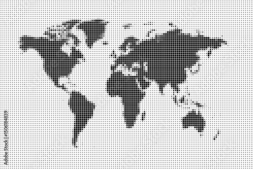 Halftone World Map Global View