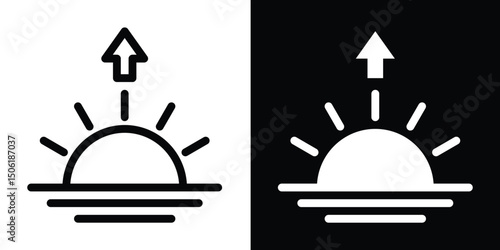 Sunrise Icon with Up Arrow: Rising Sun and New Day Symbol