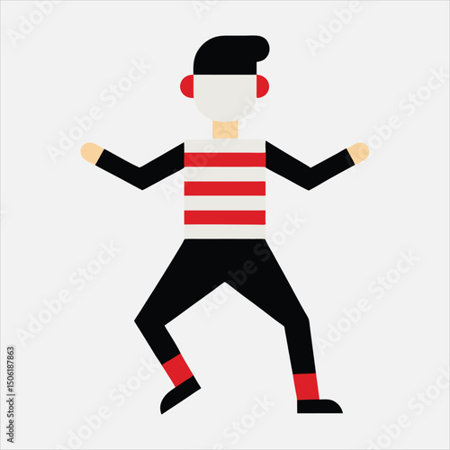 flat color mime artist design