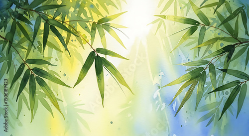 Bamboo Canopy: Watercolor Serenity