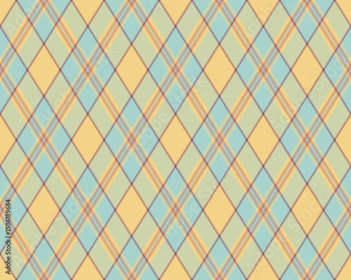 Argyle pattern of geometric rhombus. Harlequin check wallpaper design. Classic diamond shaped textile material for web background, print fabric clothing, sweater, wrapping paper, gift card, invitation