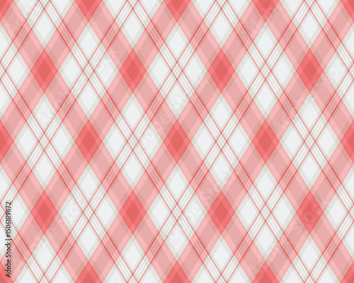 Elegant pink and white diagonal plaid pattern.  Perfect for website backgrounds, textile designs, or creating a subtle yet stylish backdrop for various projects.