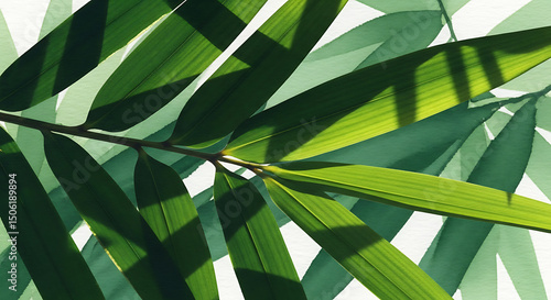 Bamboo Leaves: Abstract Green and Light