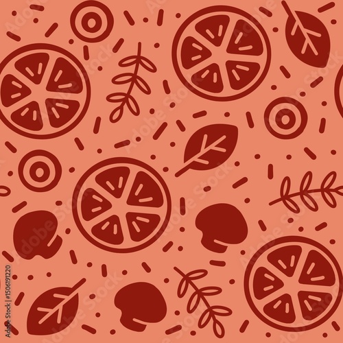 seamless pattern of ingredients pizza, seamless pizza pattern