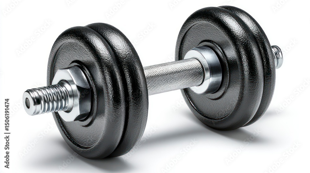 Weightlifting Equipment A CloseUp of a Dumbbell with Detailed Texture and Metallic Handle for Weightlifting Equipment A CloseUp of a Dumbbell with Detailed Texture and Metallic Handle for