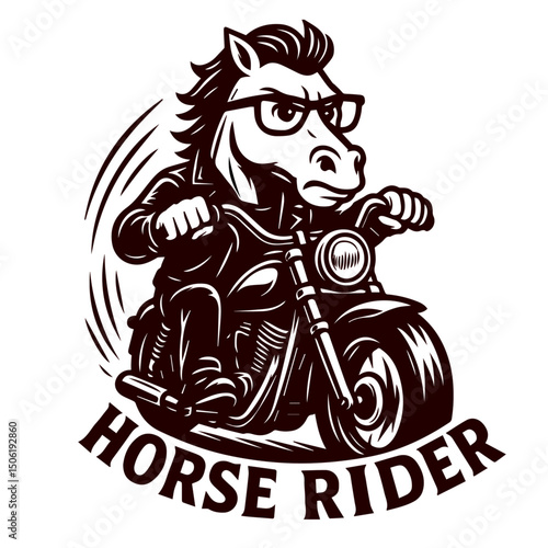 A horse ride a bike or a motorcycle logo for bikers