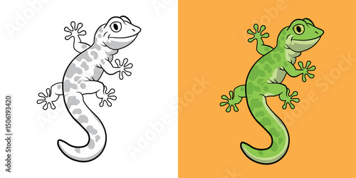 Lizard of cartoon , children's coloring book. Coloring book with cute cartoon cartoon pictures. Vector illustration with colored background.