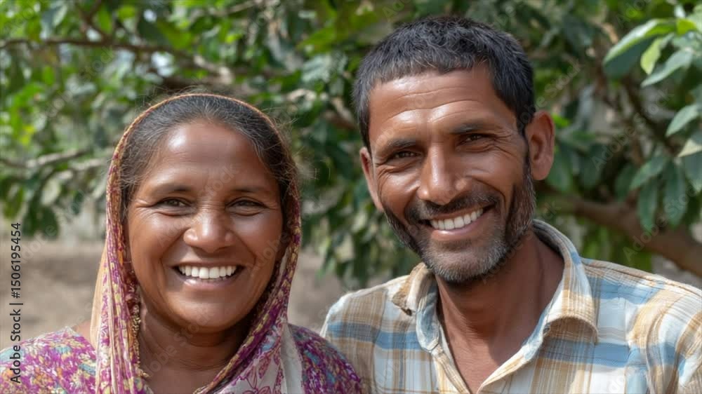 A smiling marrige couple working as a farmer A smiling marrige couple working as a farmer