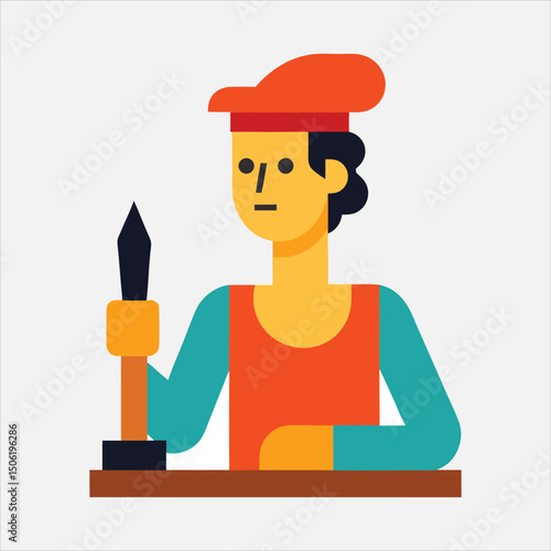 flat color sculptor with chisel design