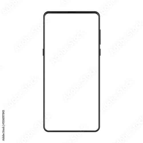 New version of frameless trendy modern smatphone. Black realistic cell phone smart phone mockup for visual ui, apps and advertisment vector illustration