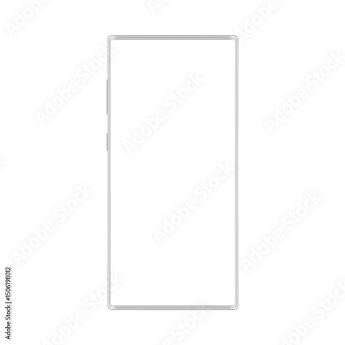 New version of edge frameless trendy note smatphone. Soft white realistic Cell phone smart phone mockup for visual ui, apps and advertisment vector illustration