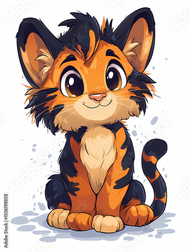 Adorable Cartoon Tiger Cub Portrait