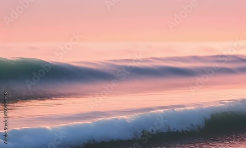 Wallpaper Mural Soft Pink Ocean Waves Under Serene Sky During Dawn Torontodigital.ca