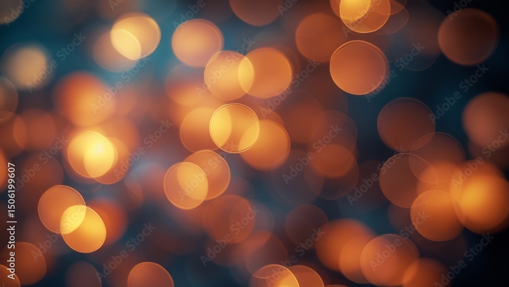 Fototapeta premium Golden Bokeh Lights with Dark Background. (1)