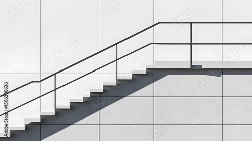 Modern Minimalist Staircase Design Against White Wall