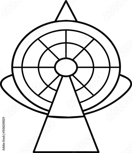 Ferris Wheel Line Art Icon, Simple Design
