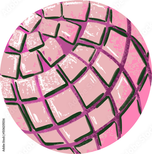 Pink Disco Ball with Grid Reflection