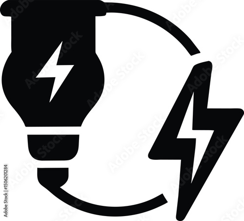 Electric Power Icon, Energy Symbol, Lightning Bolt