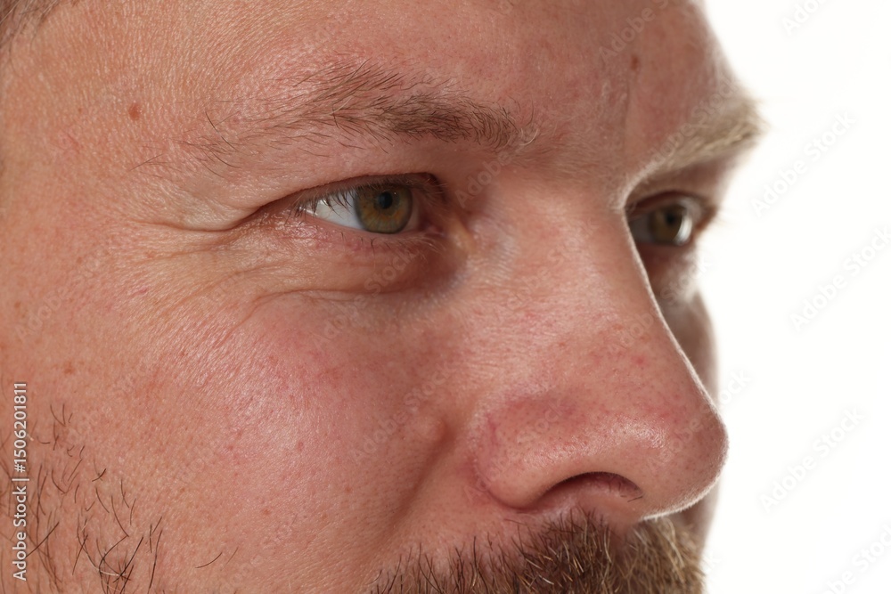 Fototapeta premium Handsome man on white background, closeup view