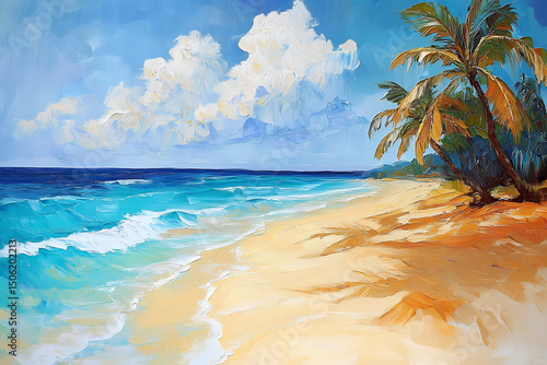 Tropical Beach Scene Painting