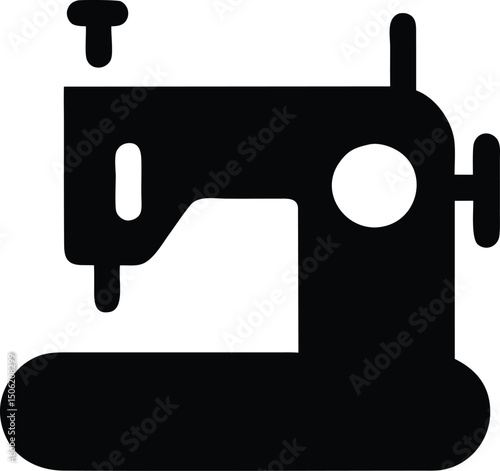 Sewing Machine Icon Black Silhouette Design