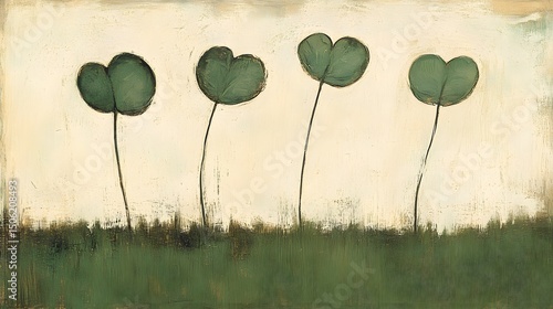 Abstract Green Leaf Botanical Art Print Wall Decor