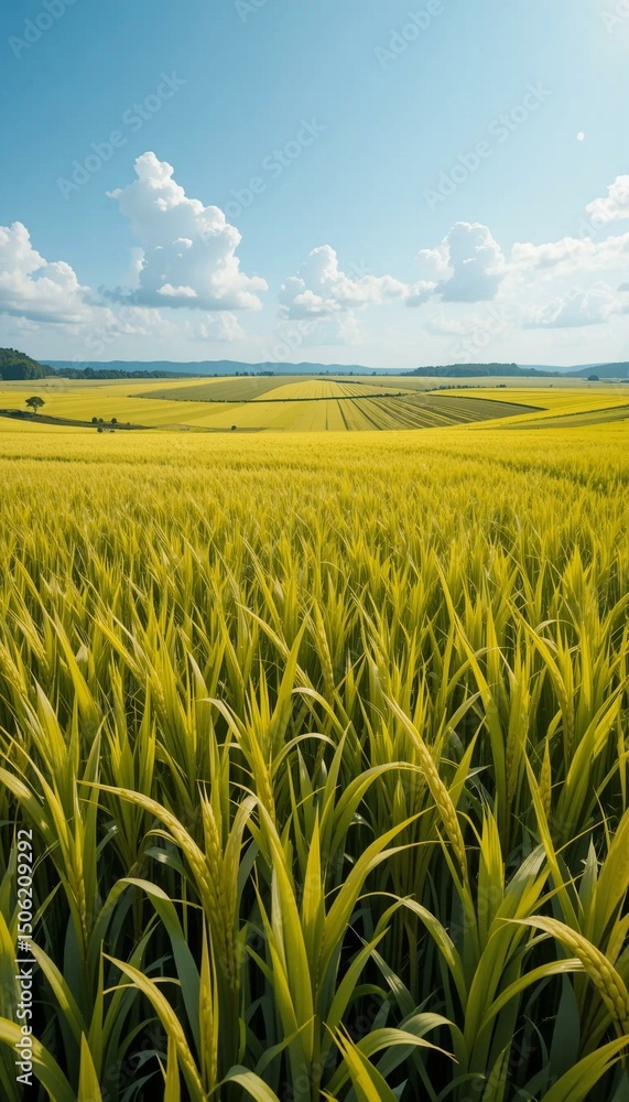 Vast Golden Rice Field Landscape Vast Golden Rice Field Landscape