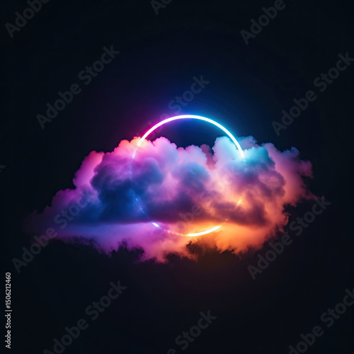 Vibrant Neon Background, Glowing Abstract Light Design in Dark Colors.