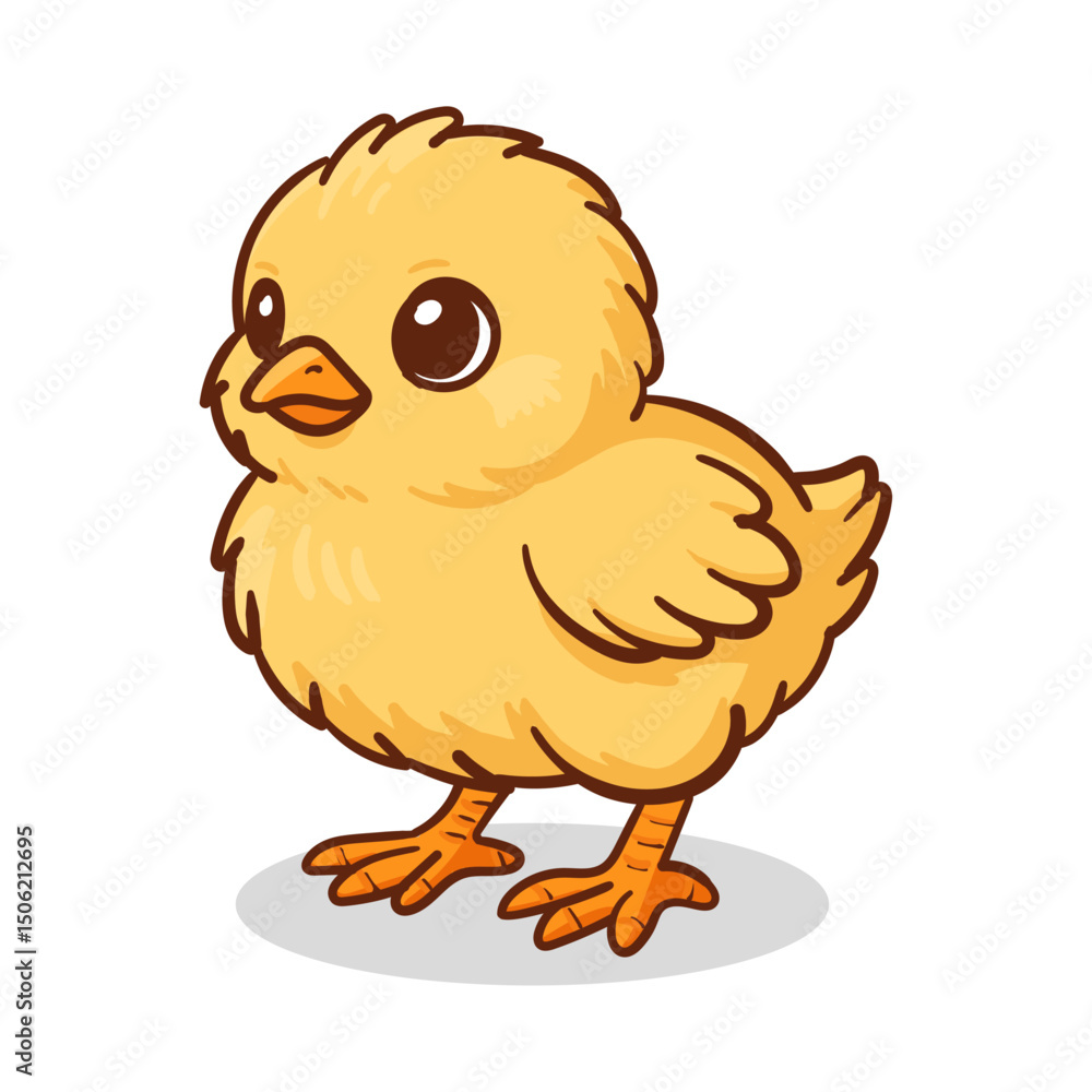 Um Adorável Pintinho Amarelinho de Desenho Animado, Pura Fofura e Inocência Infantil