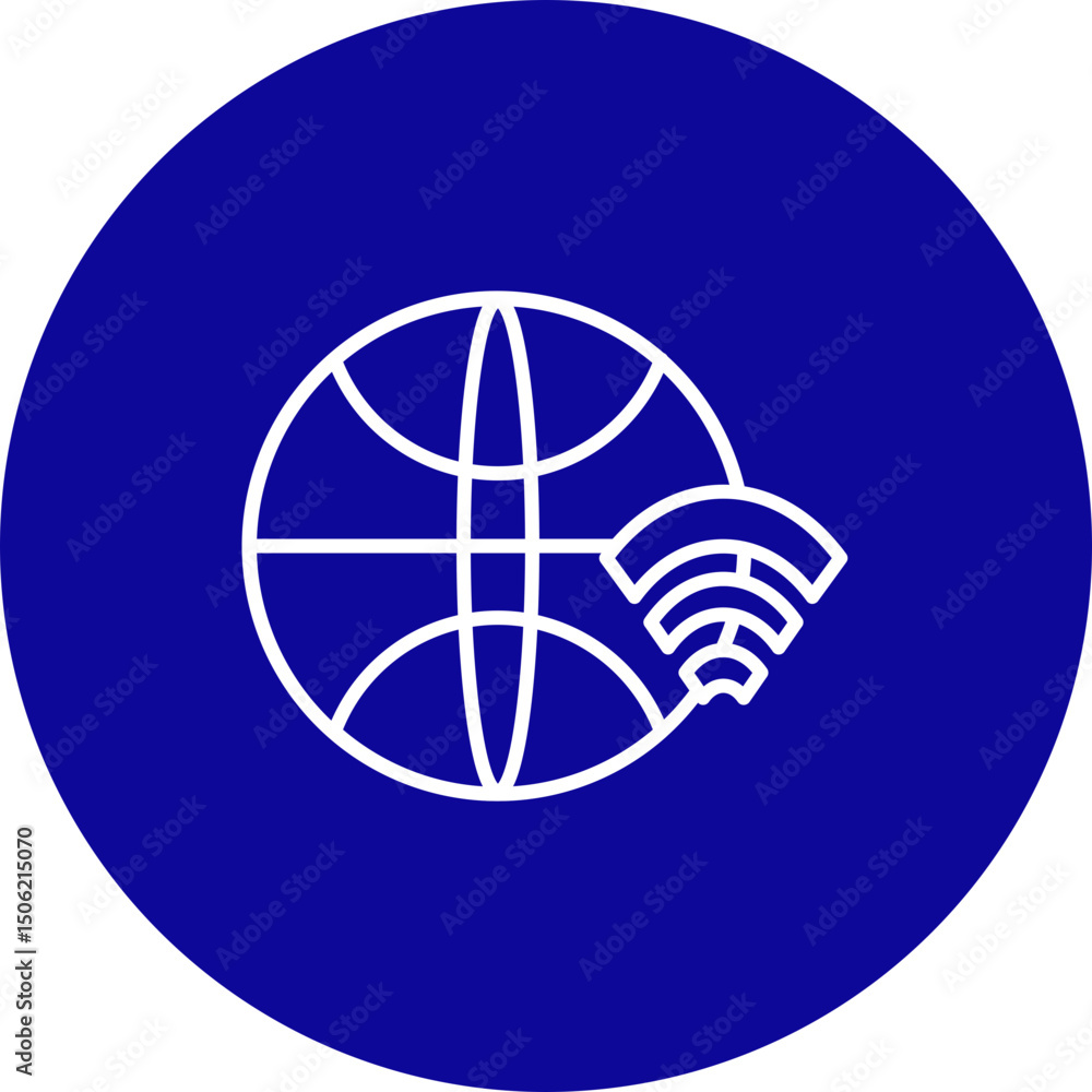 Internet Connection Vector Line Blue Circle Icon Design Internet Connection Vector Line Blue Circle Icon Design