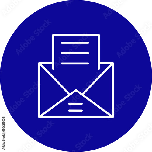 Open Email Vector Line Blue Circle Icon Design