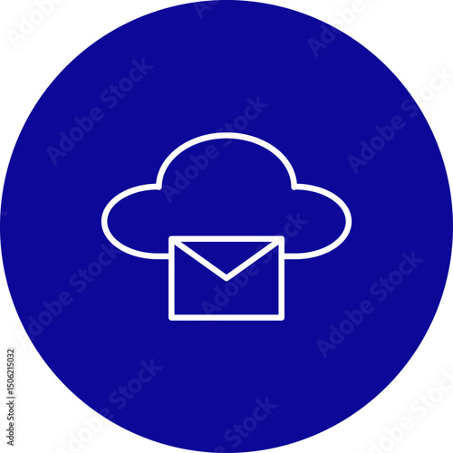 Cloud Messaging Vector Line Blue Circle Icon Design