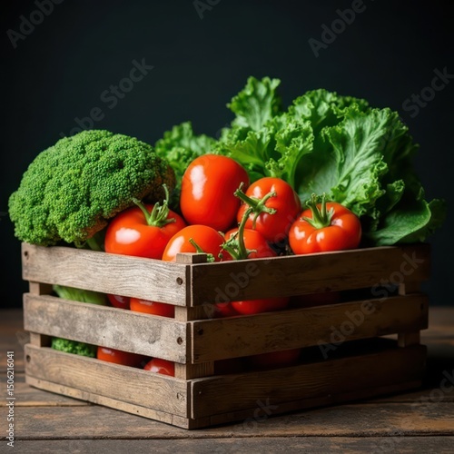 Wallpaper Mural Fresh organic vegetables in rustic wooden crate
 Torontodigital.ca