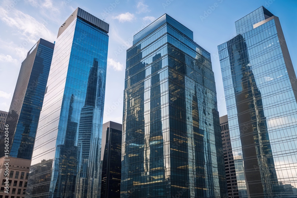 Fototapeta premium Reflective Skyscrapers and Business Office Buildings