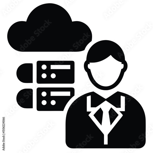 it technician element isolated cloud backup on white background