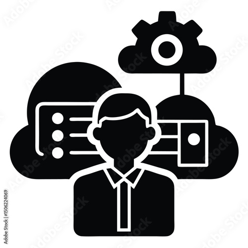 it technician element isolated cloud computing on white background