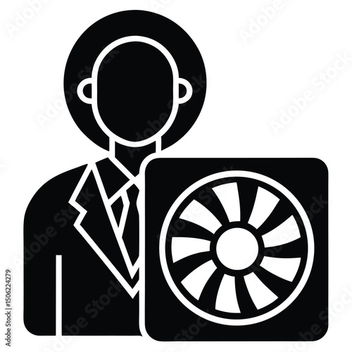 it technician element isolated computer fan on white background