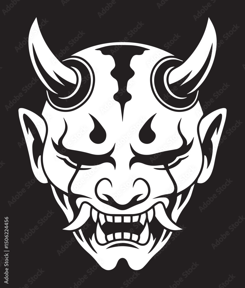 Fototapeta premium Oni Mask Japanese Folklore Illustration