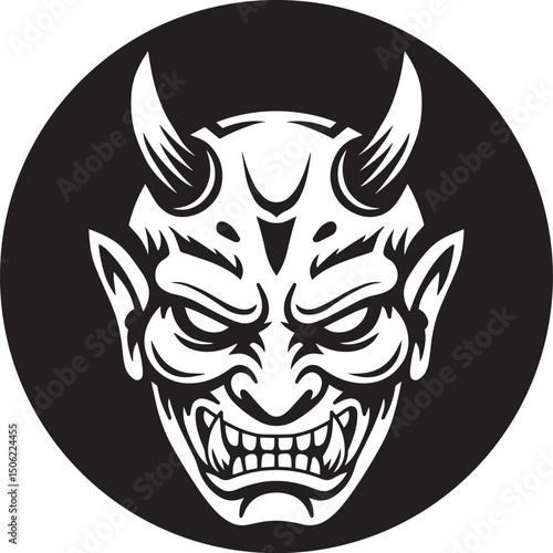 Oni Mask Japanese Folklore Illustration