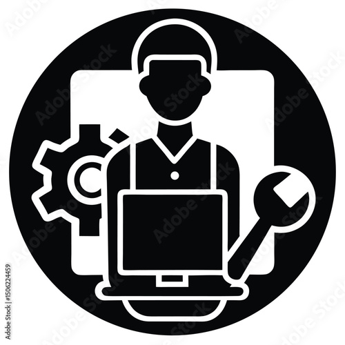 it technician element isolated computer repair on white background